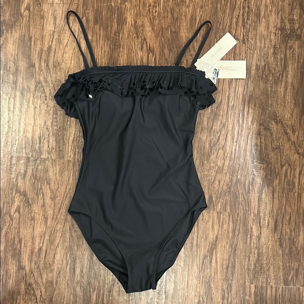 Gottex Black One Piece Ruffled Swimsuit (sz 6)